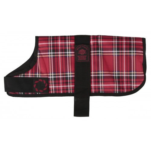 Red plaid dog jacket deals