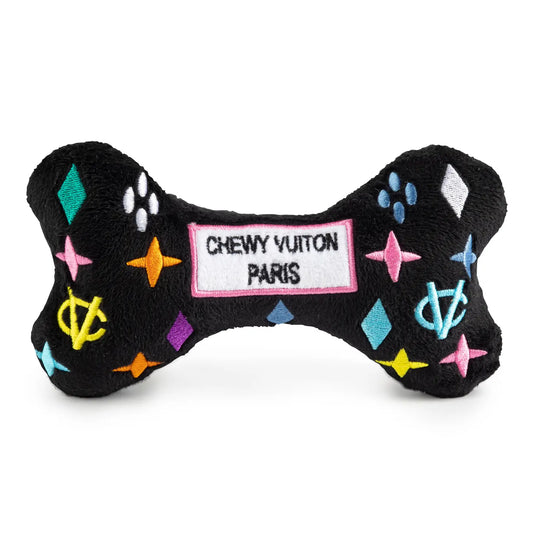 Black Monogram Chewy Vuiton Bones Dog Toy