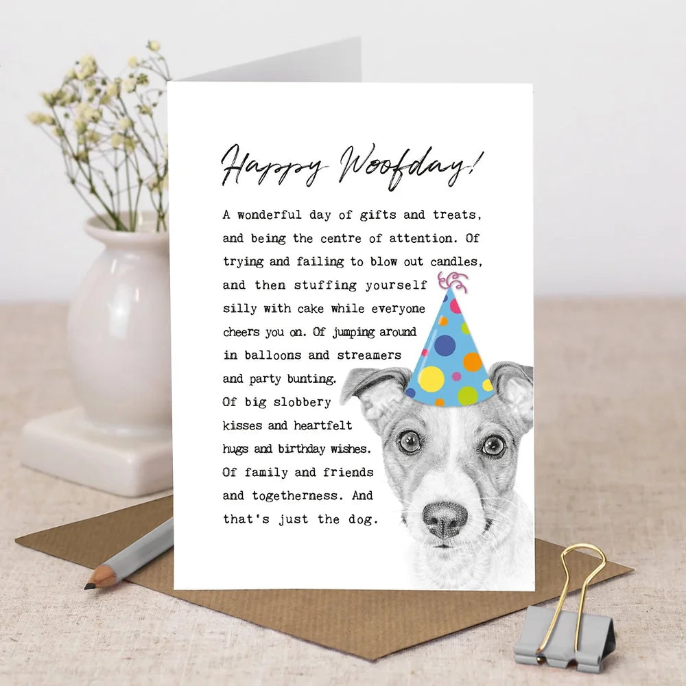 Jack Russell Party Hat Birthday Card