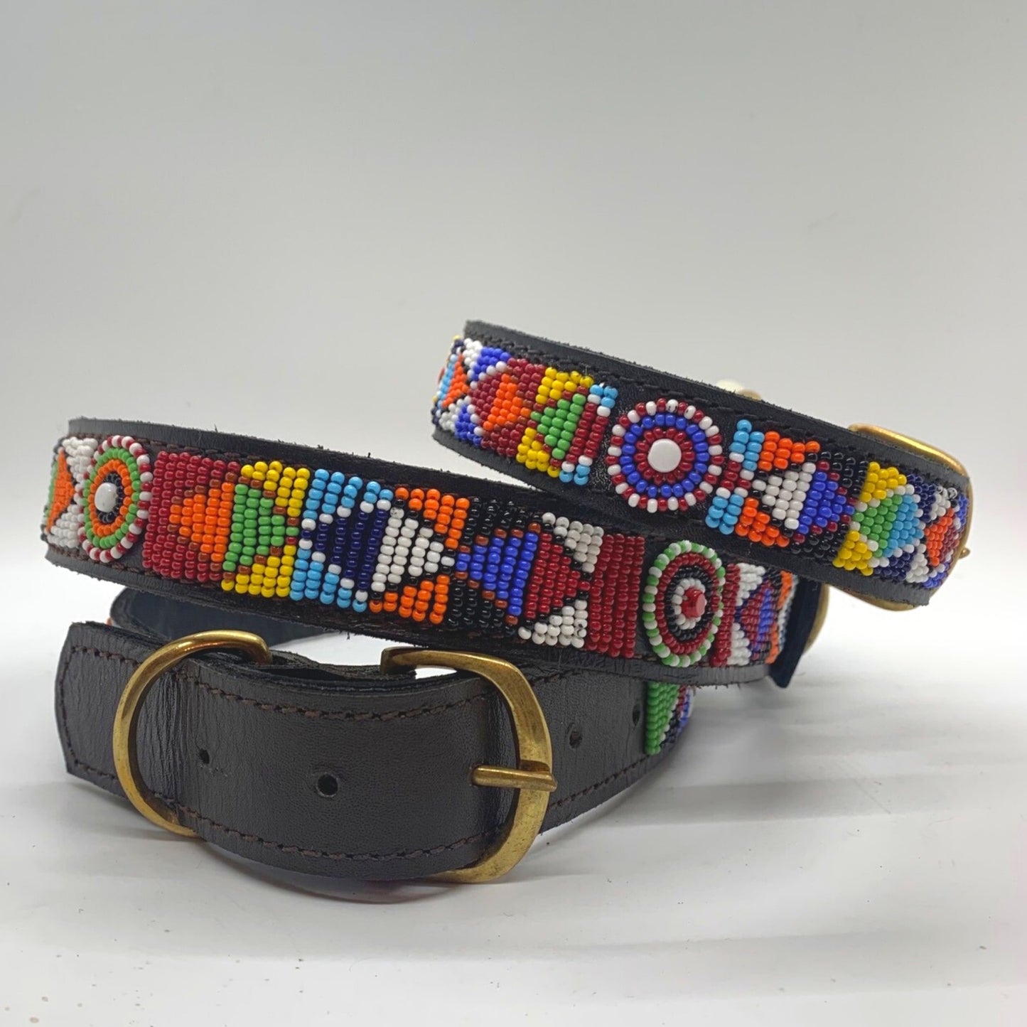 Beaded Leather Dog Collar