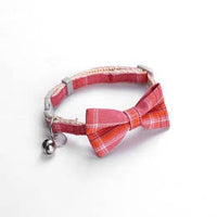 Plaid Bow Pet Bell Collar