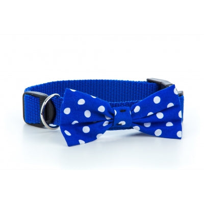 Blue Polka Dot Bow Dog Collar