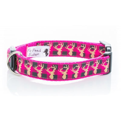 Pink Stag Heritage Dog Collar