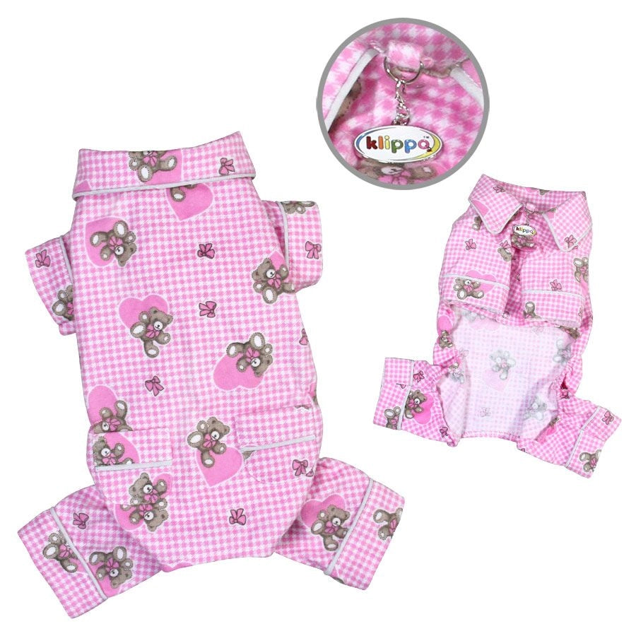 Teddy Bear Love Flannel Pajamas - Pink