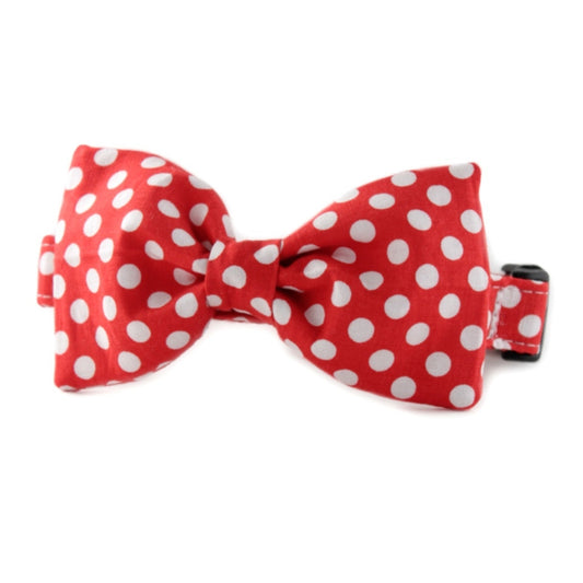 Crimson Dot Bow Tie Dog Collar XSmall