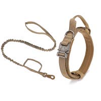 Pet Play Day Metal Buckle Collar and Lead Combo- Khaki