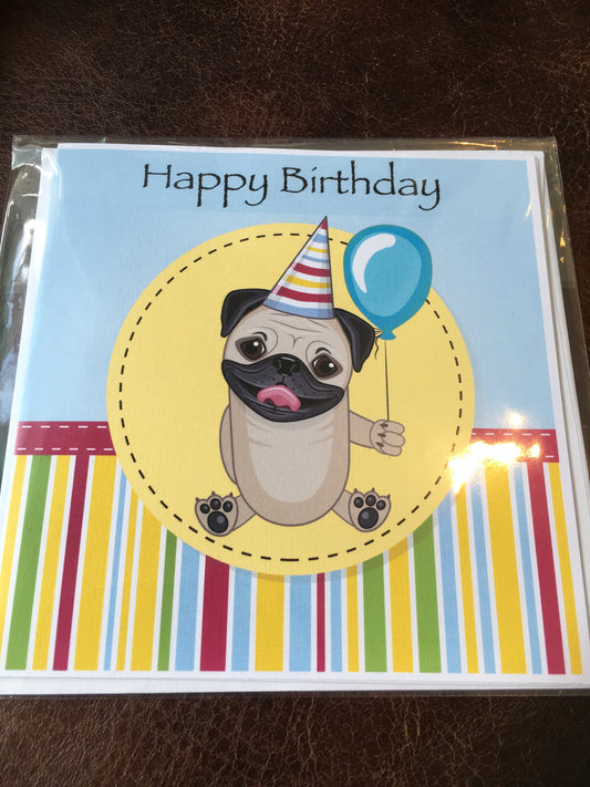 Happy Birthday fawn  Pug card