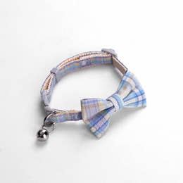 Plaid Bow Pet Bell Collar