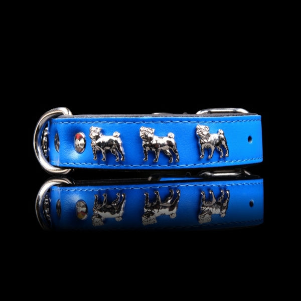 Dogaholic Pug Leather Padded Collar