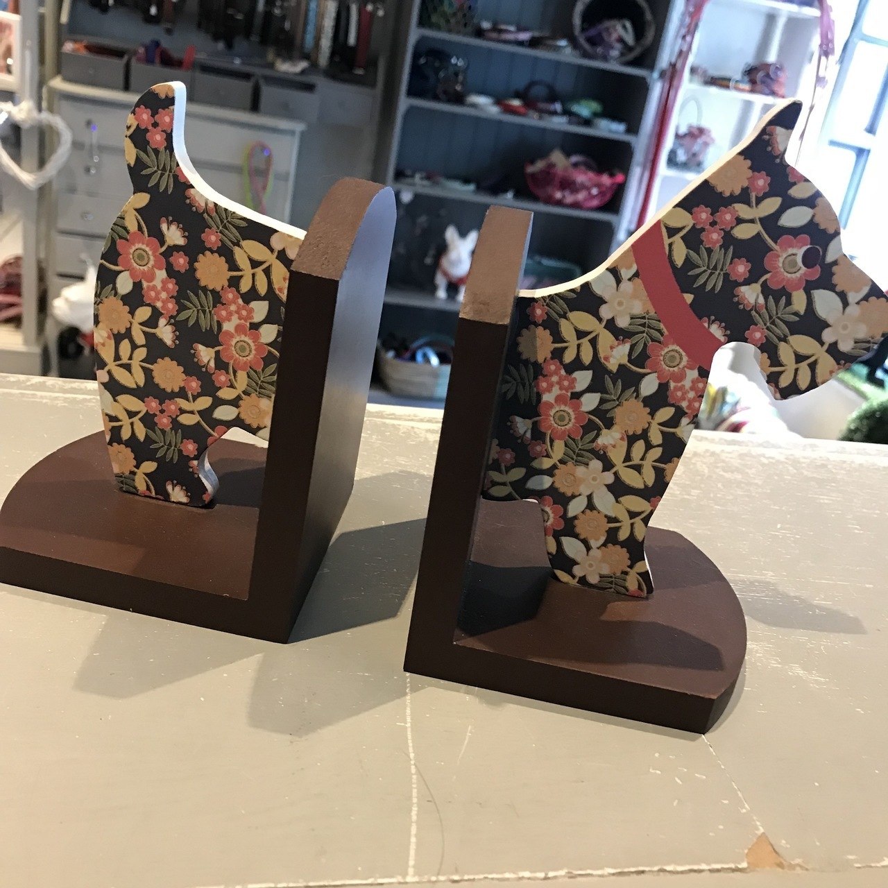 Floral Dog Bookends