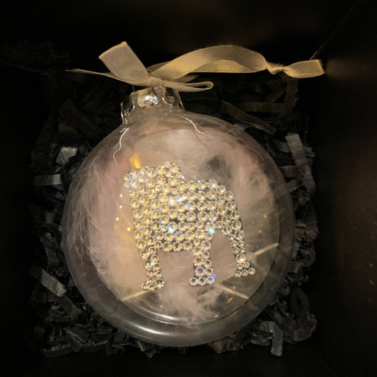 Bulldog Crafted Crystals Christmas Bauble