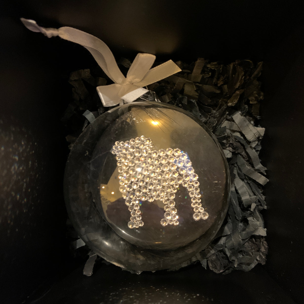 Bulldog Crafted Crystals Christmas Bauble