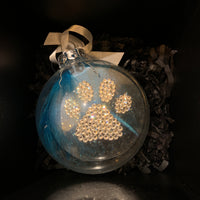 Paw Print Crafted Crystals Christmas Bauble