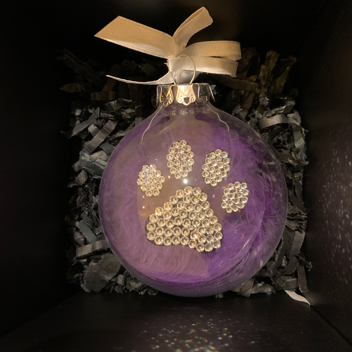 Paw Print Crafted Crystals Christmas Bauble