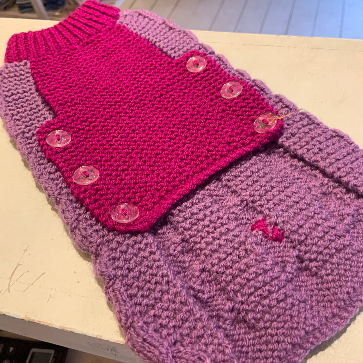 Two Tone Hand-Knitted Jumpers With Bow