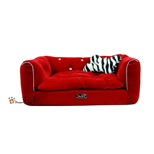 Pretty Pet Rectangle Red Velvet Couch Bed