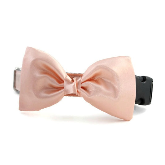 Peach Satin Bow Tie Dog Collar Medium