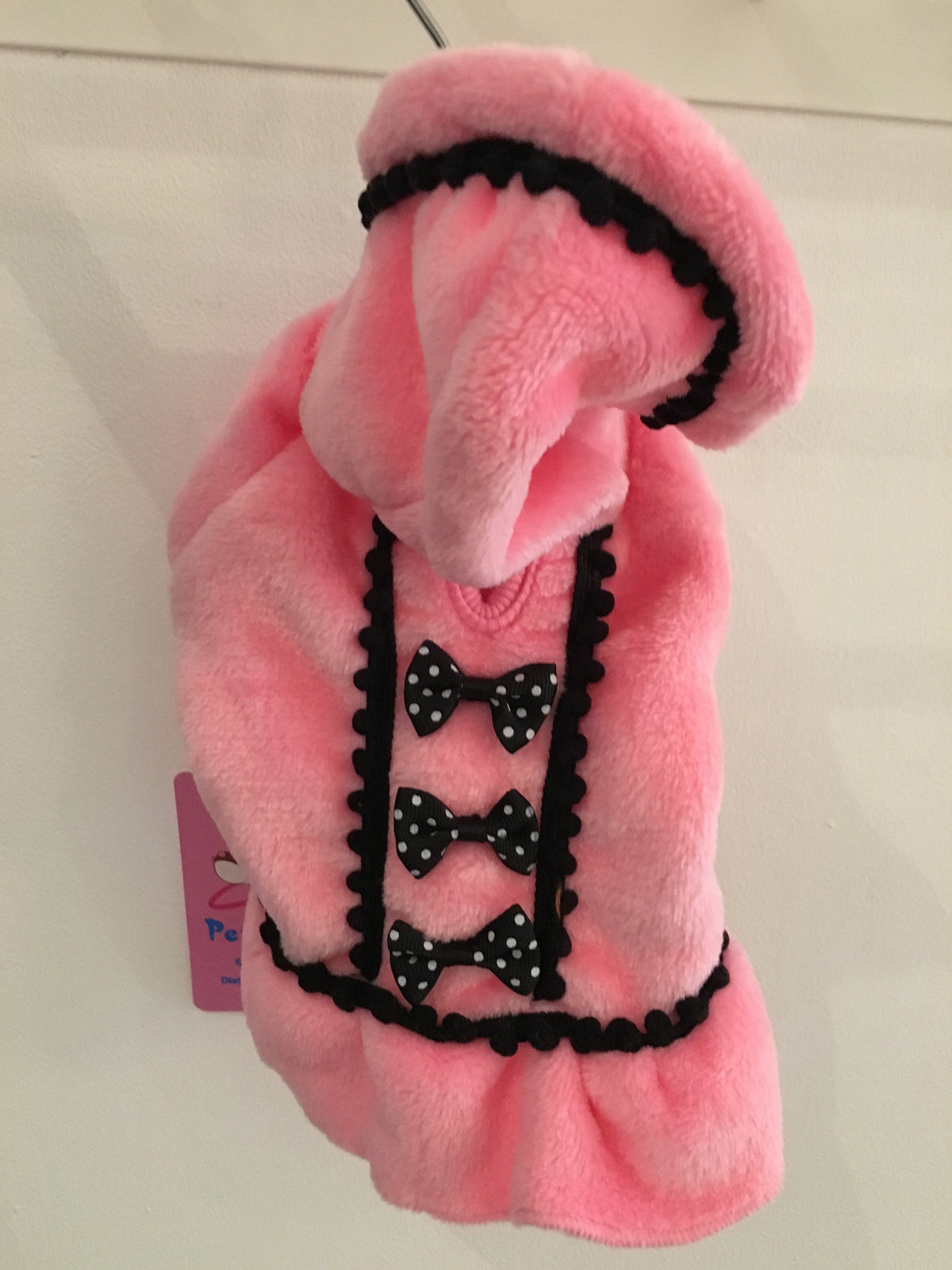 Pink Velour Black Bow Coat