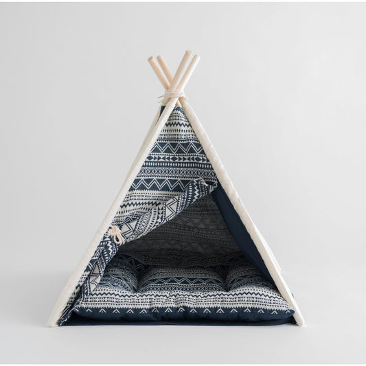 Navy Teepee Tent Dog Bed
