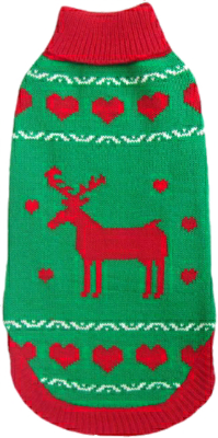 Animate Reindeer Green Polo Neck Jumper