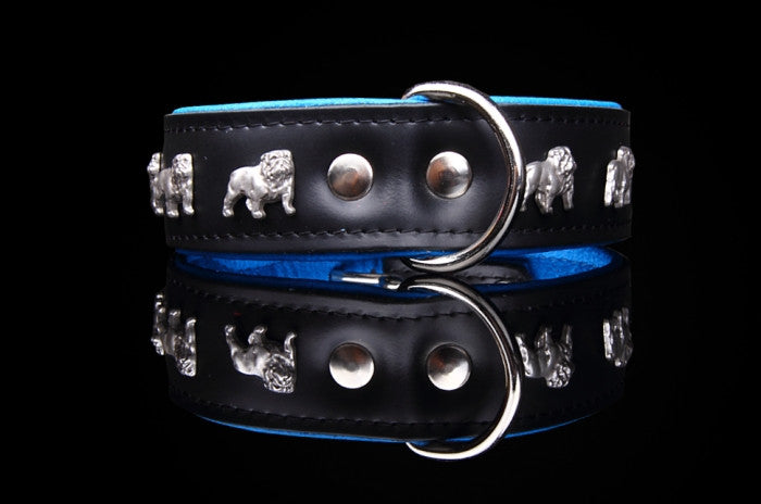 Dogaholic Bulldog Leather Dog Collar