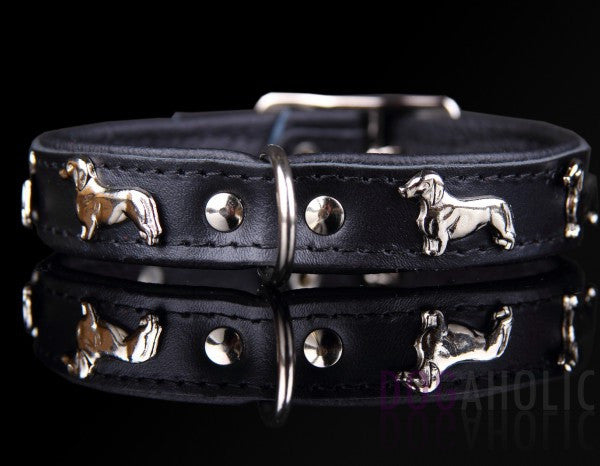 Dogaholic Dachshund Leather Dog Collar