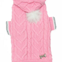 Monaco Pink Dog Cable Knit Hoody