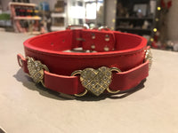Collar with 3 Diamante Hearts