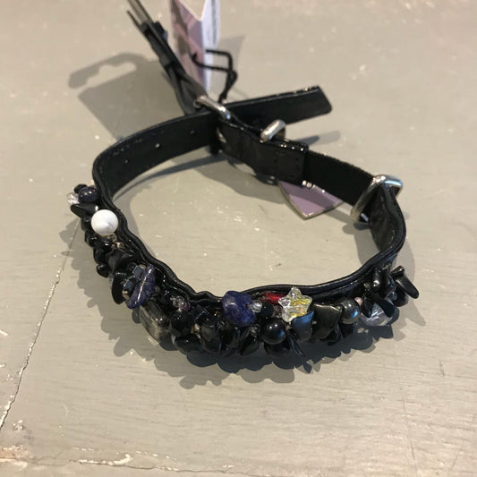 Holly & Lil Semi-Precious Clusters Cat Collars in Black