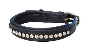 Leather Collar With Small Diamante