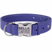Colourful Leather Dog Collar Metal Buckle